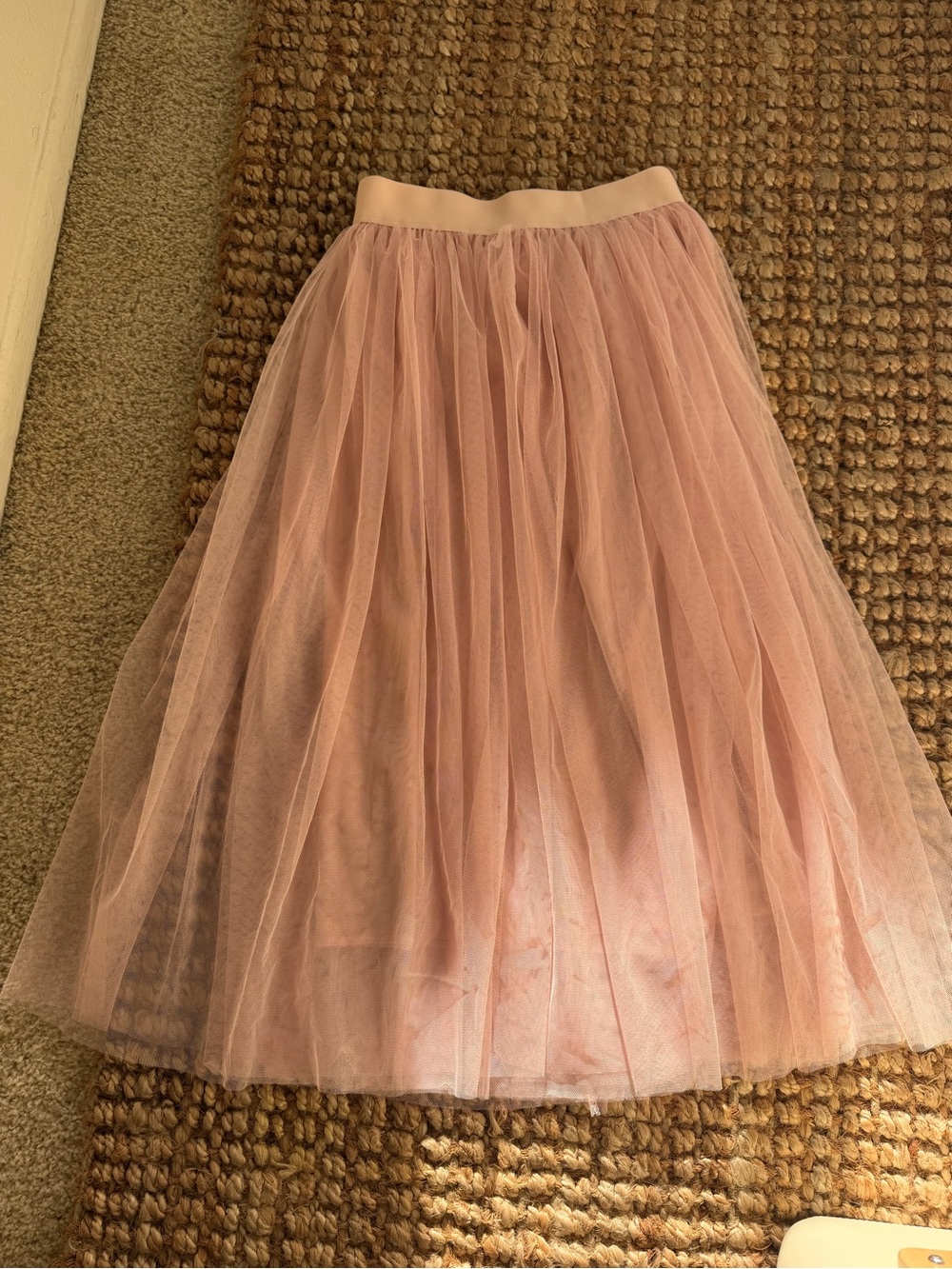 Soft Pink Tulle Midi Skirt